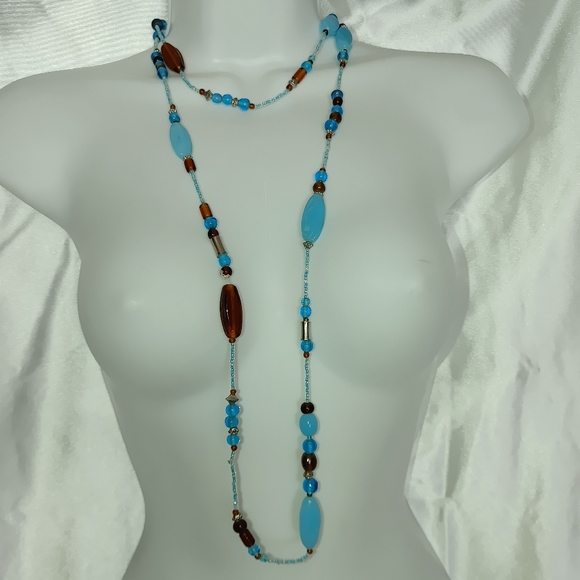 Pretty boho beaded long necklace 53" - Picture 3 of 7